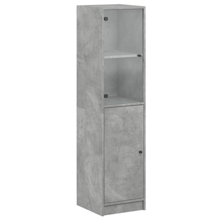 Credenza con Anta in Vetro Grigio Cemento 35x37x142 cm