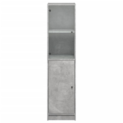 Credenza con Anta in Vetro Grigio Cemento 35x37x142 cm