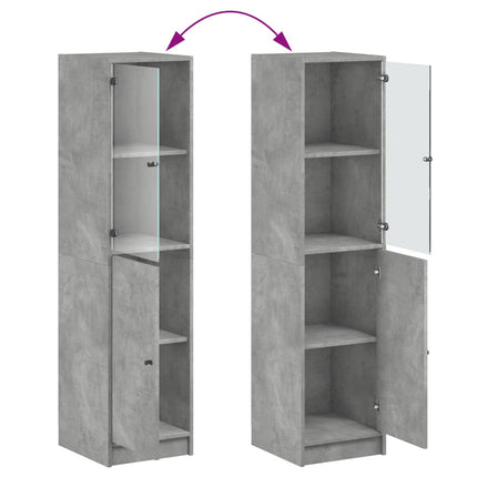 Credenza con Anta in Vetro Grigio Cemento 35x37x142 cm