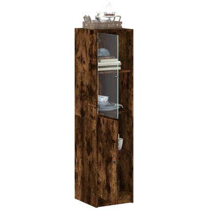 Credenza con Anta in Vetro Rovere Fumo 35x37x142 cm