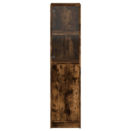 Credenza con Anta in Vetro Rovere Fumo 35x37x142 cm