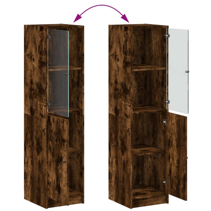 Credenza con Anta in Vetro Rovere Fumo 35x37x142 cm