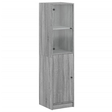 Credenza con Anta in Vetro Grigio Sonoma 35x37x142 cm