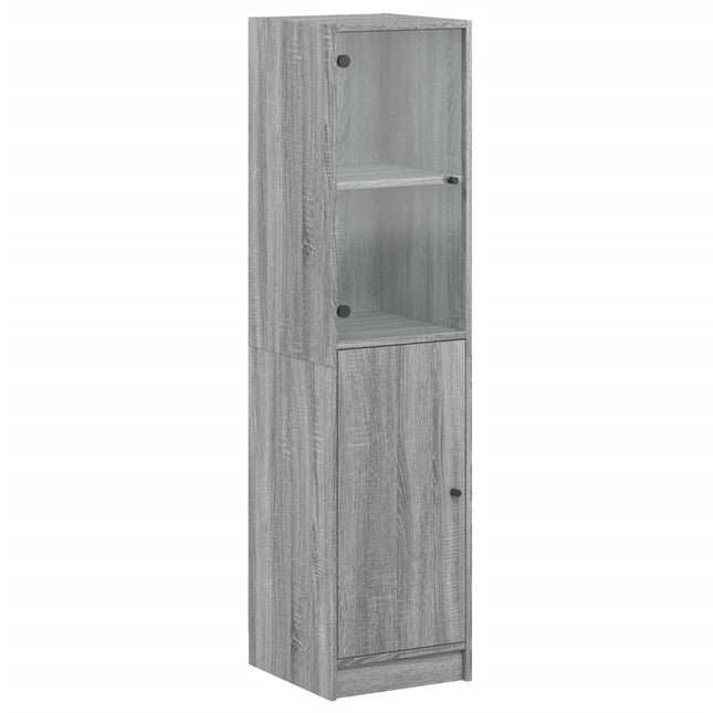 Credenza con Anta in Vetro Grigio Sonoma 35x37x142 cm