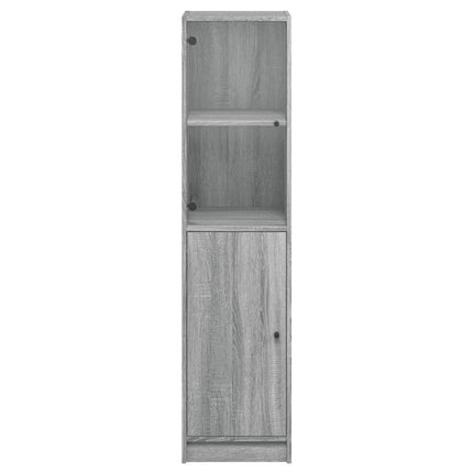 Credenza con Anta in Vetro Grigio Sonoma 35x37x142 cm
