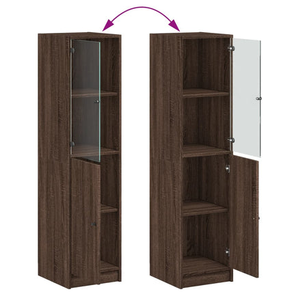 Credenza con Anta in Vetro Rovere Marrone 35x37x142 cm