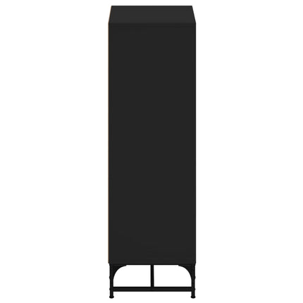 Credenza con Ante in Vetro Nera 35x37x120 cm