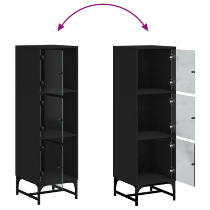 Credenza con Ante in Vetro Nera 35x37x120 cm