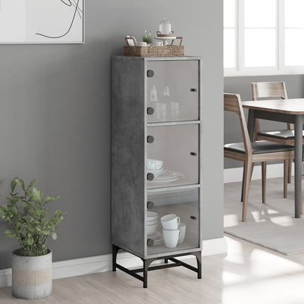 Credenza con Ante in Vetro Grigio Cemento 35x37x120 cm
