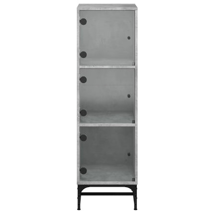 Credenza con Ante in Vetro Grigio Cemento 35x37x120 cm