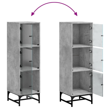 Credenza con Ante in Vetro Grigio Cemento 35x37x120 cm
