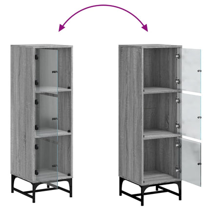 Credenza con Ante in Vetro Grigio Sonoma 35x37x120 cm