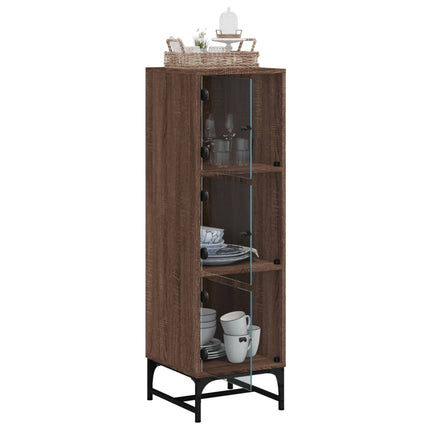 Credenza con Ante in Vetro Rovere Marrone 35x37x120 cm