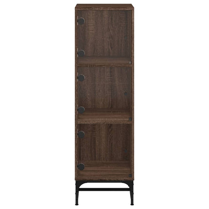 Credenza con Ante in Vetro Rovere Marrone 35x37x120 cm