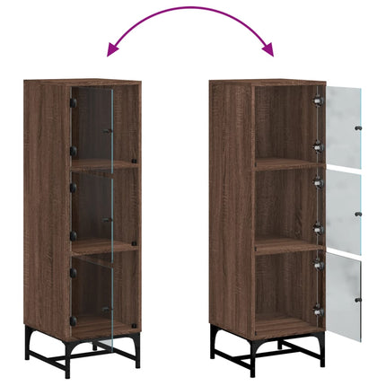Credenza con Ante in Vetro Rovere Marrone 35x37x120 cm