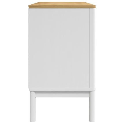Credenza FLORO Bianca 114x43x74 cm in Legno Massello di Pino