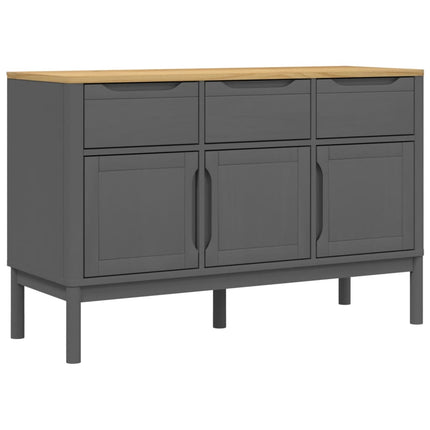 Credenza FLORO Grigia 114x43x74 cm in Legno Massello di Pino