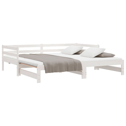 Divano Letto con Letto Estraibile Bianco 90x190cm Massello Pino