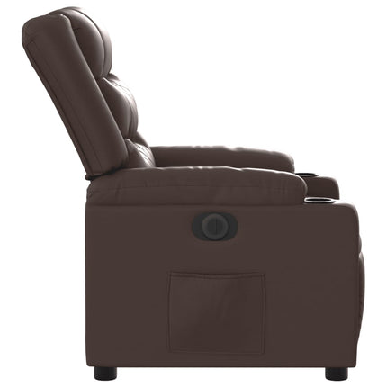 Poltrona Reclinabile Elettrica Marrone in Similpelle