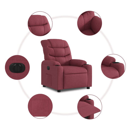 Poltrona Elettrica Reclinabile Rosso Vino in Tessuto