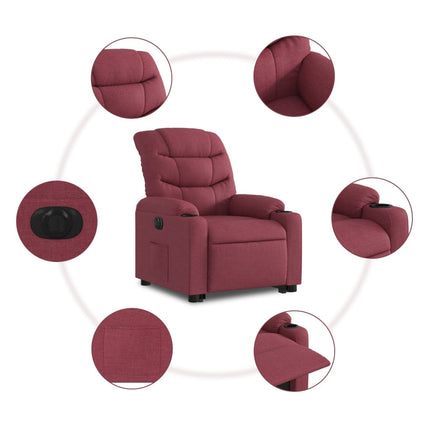 Poltrona Alzapersona Reclinabile Elettrica Rosso Vino Tessuto
