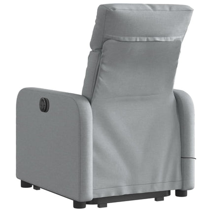 Poltrona Alzapersona Massaggi Reclinabile Grigio Chiaro Tessuto