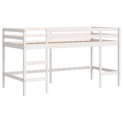 Letto a Soppalco con Tende Bambini Blu 90x200 cm Massello Pino