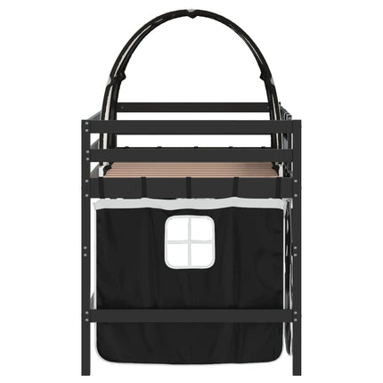 Letto a Soppalco con Tunnel Bambini Bianco e Nero 80x200cm Pino