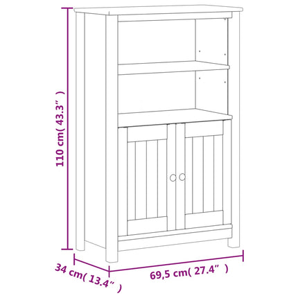 Set Mobili da Bagno 3 pz BERG Nero in Legno Massello di Pino