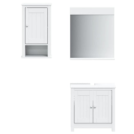 Set Mobili da Bagno 3 pz BERG Bianco in Legno Massello di Pino