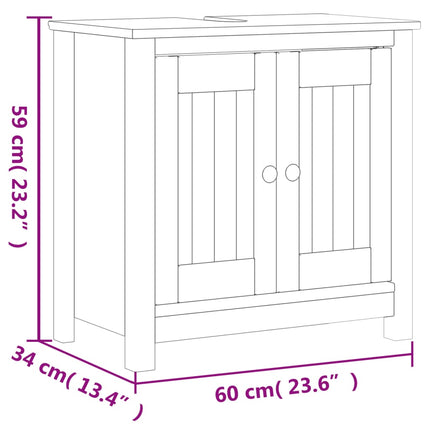 Set Mobili da Bagno 3 pz BERG Nero in Legno Massello di Pino
