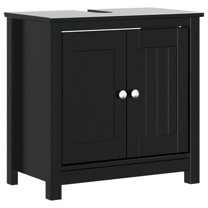 Set Mobili da Bagno 4 pz BERG Nero in Legno Massello di Pino