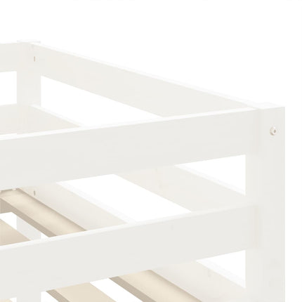 Letto Soppalco con Scala Bambini Bianco 80x200cm Massello Pino