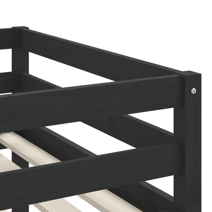 Letto Soppalco con Scala Bambini Nero 90x190 cm Massello Pino