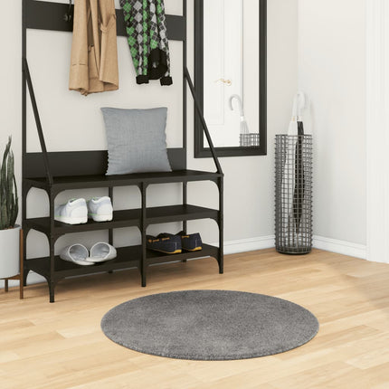 Tappeto a Pelo Corto HUARTE Morbido e Lavabile Antracite ÃƒËœ 80cm