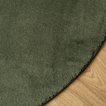 Tappeto Pelo Corto HUARTE Morbido Lavabile Verde Bosco Ø 200 cm