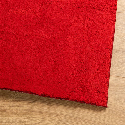 Tappeto a Pelo Corto HUARTE Morbido e Lavabile Rosso 160x160cm