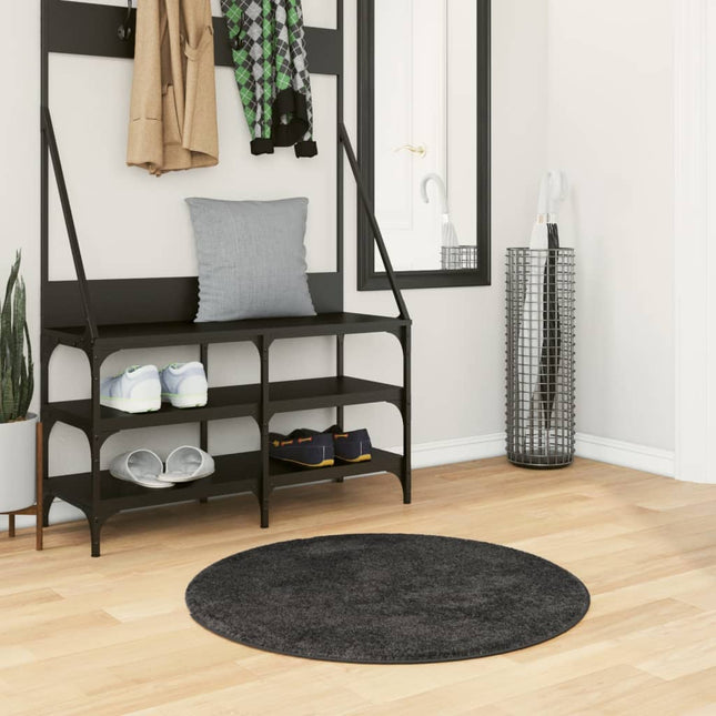 Tappeto Shaggy PAMPLONA a Pelo Lungo Moderno Nero Ã˜ 80 cm