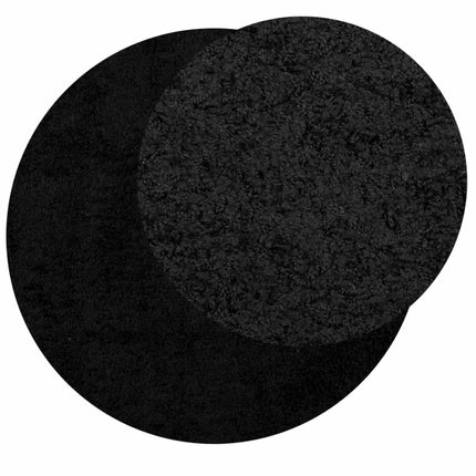 Tappeto Shaggy PAMPLONA a Pelo Lungo Moderno Nero Ø 280 cm