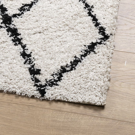 Tappeto Shaggy PAMPLONA a Pelo Lungo Crema e Nero 120x170 cm