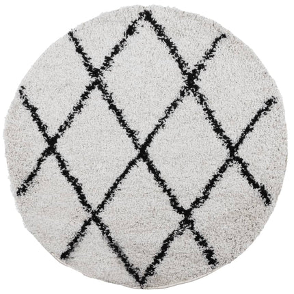 Tappeto Shaggy PAMPLONA a Pelo Lungo Crema e Nero ÃƒËœ 120 cm