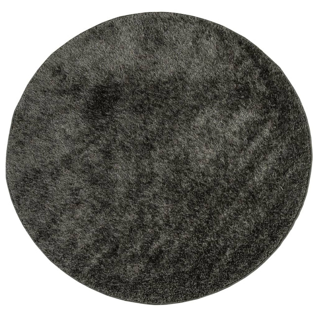 Tappeto a Pelo Lucido Lungo ISTAN Effetto Antracite Ø 80 cm