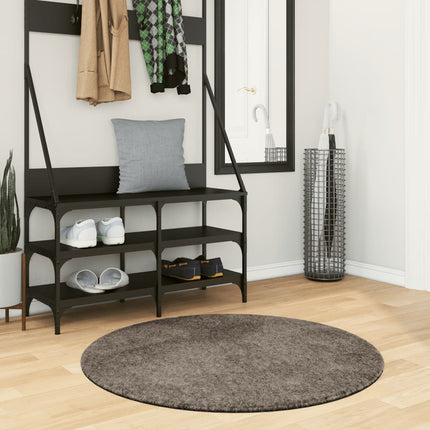 Tappeto a Pelo Lucido Lungo ISTAN Effetto Grigio Ã˜ 100 cm