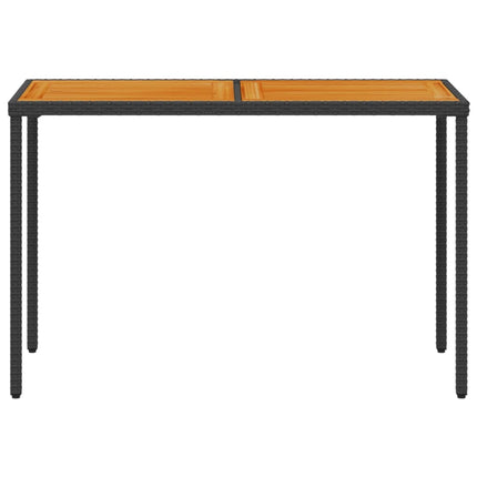 Tavolo Giardino Piano Legno Acacia Nero 115x54x74cm Polyrattan
