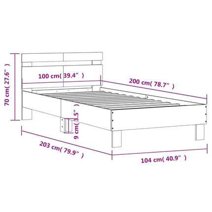 Giroletto con Testiera Rovere Fumo 100x200 cm Legno Multistrato