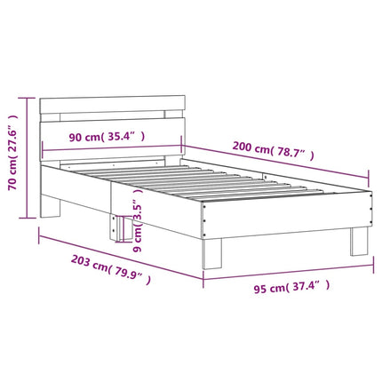 Giroletto senza Materasso con Testiera Rovere Sonoma 90x200 cm
