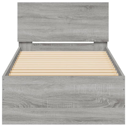 Giroletto con Testiera e LED Grigio Sonoma 90x190 cm
