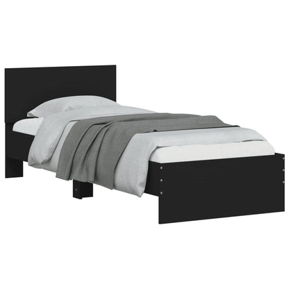 Giroletto con Testiera e LED Nero 75x190 cm