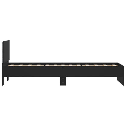 Giroletto con Testiera e LED Nero 75x190 cm