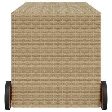 Contenitore da Giardino con Ruote Beige Misto 283L Polyrattan